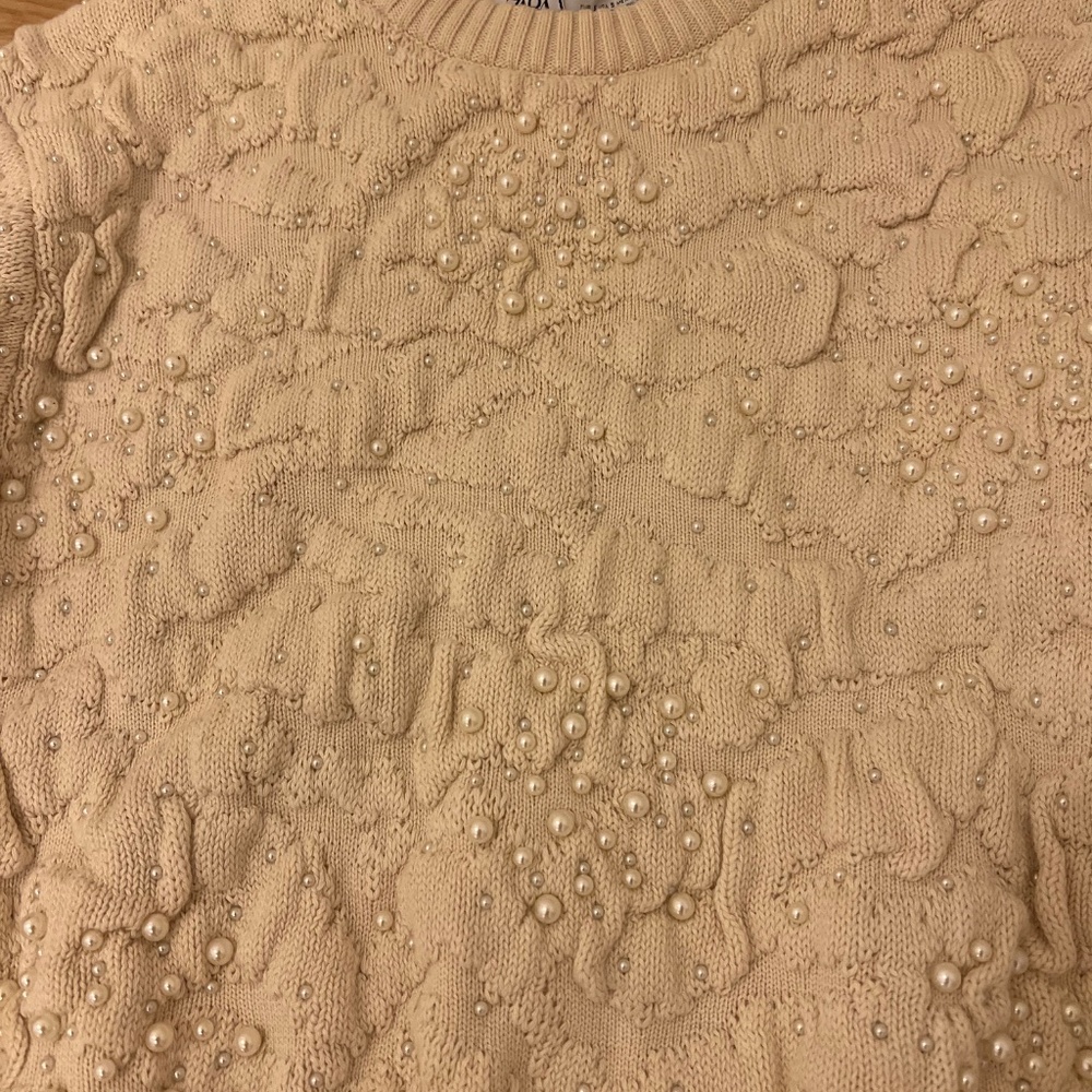 Zara pearl embellished sweater NWOT - Picture 3 of 6